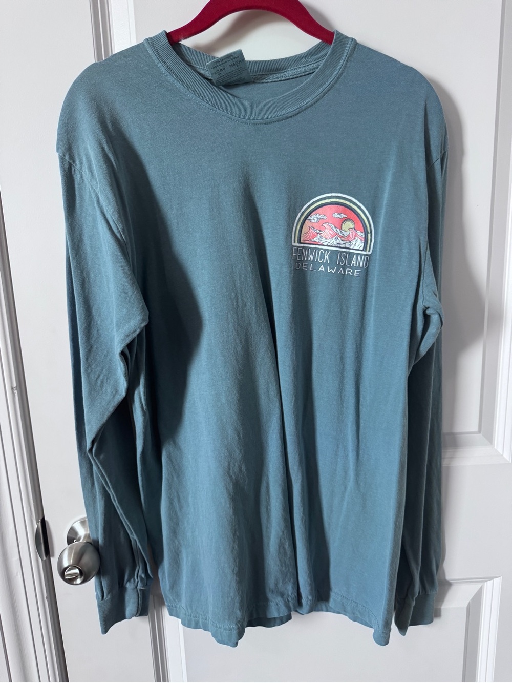 NWOT Fenwick Island Delaware Long Sleeve Tee - Dusty Teal- Medium